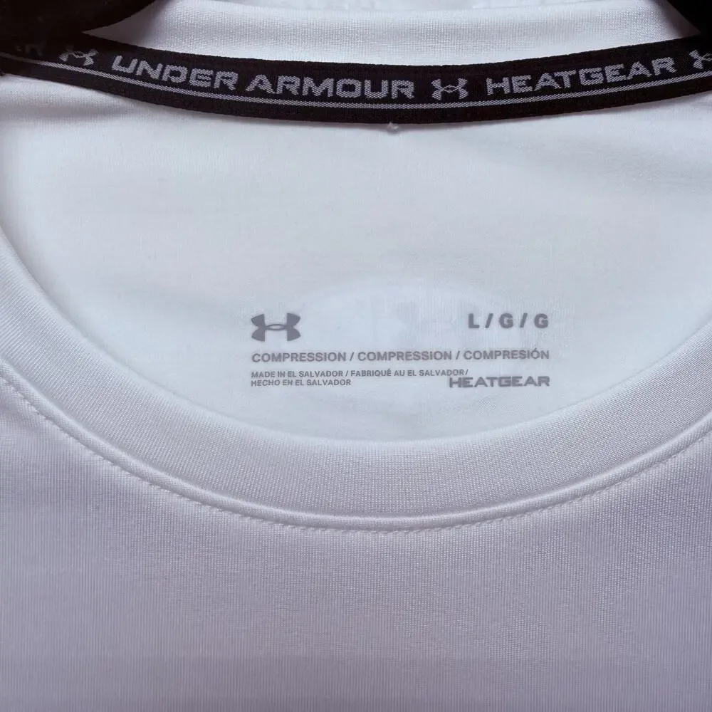 Under Armour HeatGear Compression Long Sleeve Shirt Mens Large White 1361524 NEW